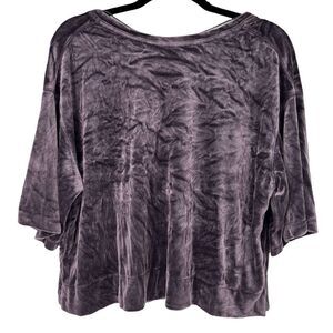 We the Free Midnight Blue Black Deep Scoop Back Crushed Velvet Short‎ Sleeve top